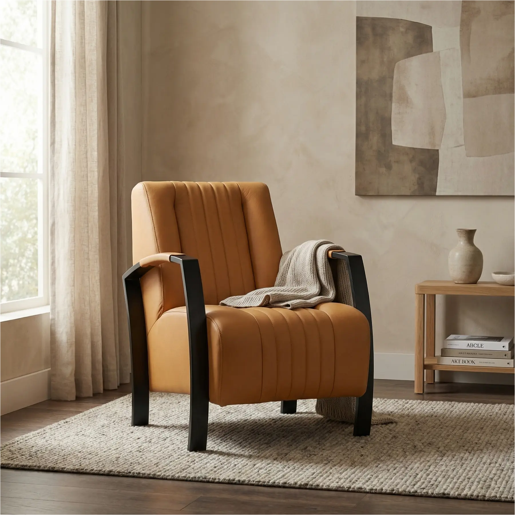 afbeelding van Leren fauteuil Glamour - Toledo Sabbia (lichtcognac)
